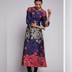 Vilagallo Floral Dress with Pink and Blue Accents NWT